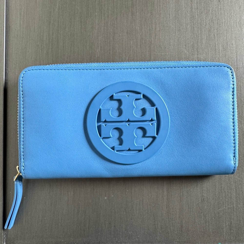 Tory Burch Sky Blue Leather Wallet